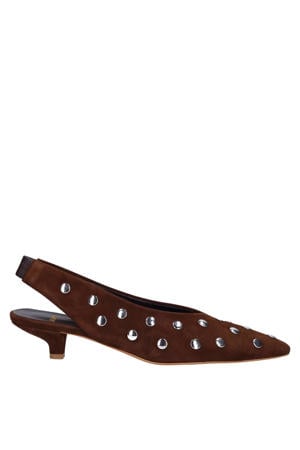 slingback pumps met studs bruin