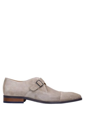 suède gespschoenen beige