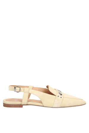 suède slingback loafers lichtgeel