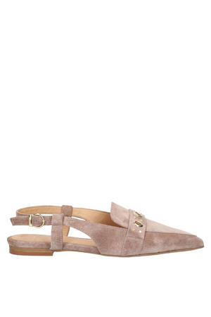 suède slingback loafers taupe