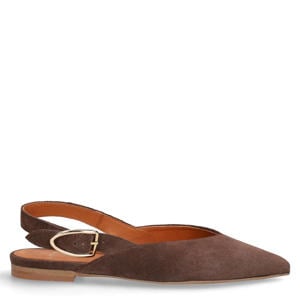 suède slingback loafers bruin