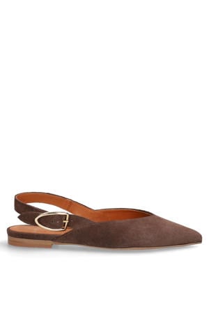 suède slingback loafers bruin