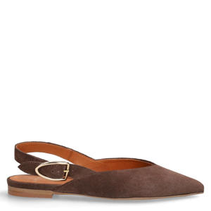 suède slingback loafers bruin