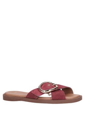 suède slippers rood