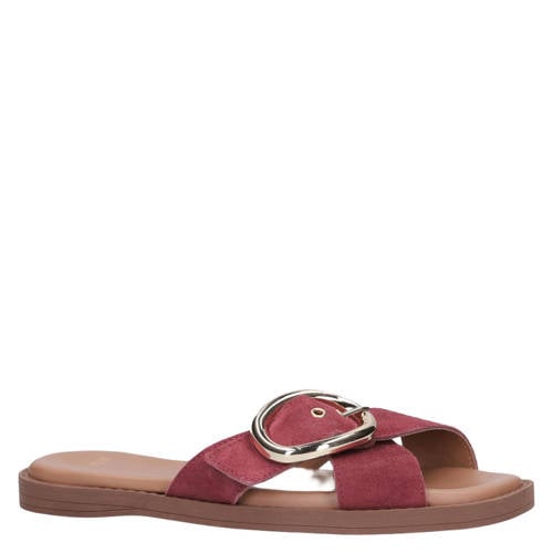 Manfield suède slippers rood