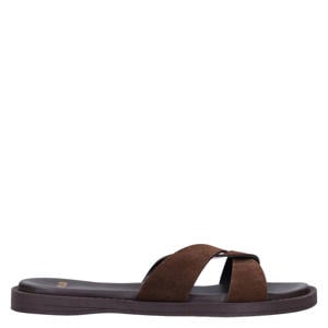 suède slippers bruin