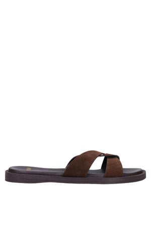 suède slippers bruin