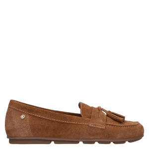 suède mocassins bruin
