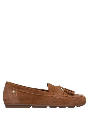 suède mocassins bruin