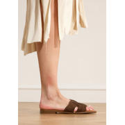 thumbnail: Manfield suède slippers donkerbruin