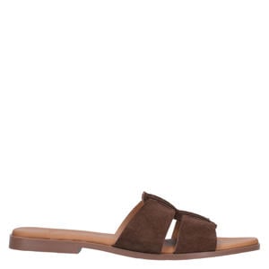 suède slippers donkerbruin