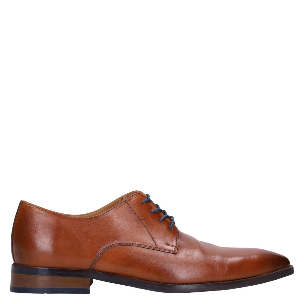 Cognackleurige heren Manfield leren veterschoenen