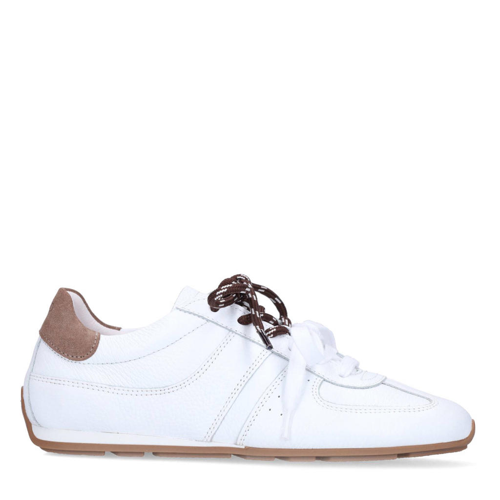 Witte dames Manfield leren sneakers met veters