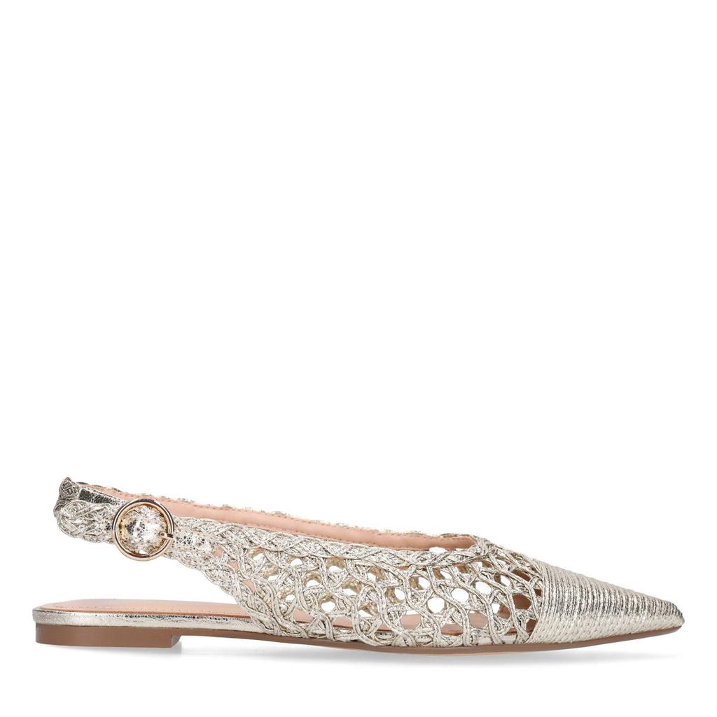 Gouden dames Manfield slingback loafers van synthetisch materiaal met gesp