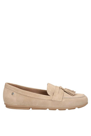 suède mocassins beige