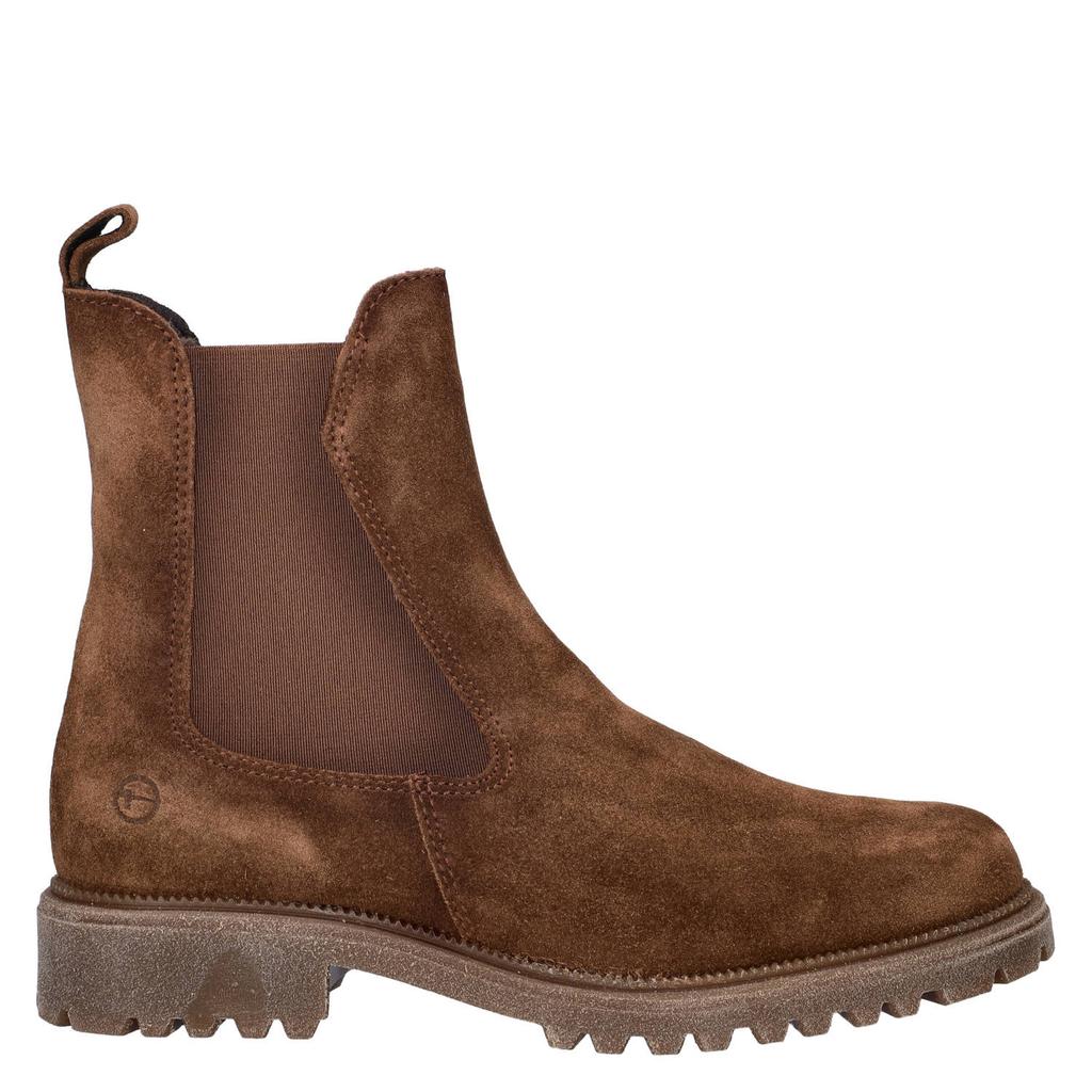 Camelkleurige dames Tamaris suede chelsea boots met elastische inzet