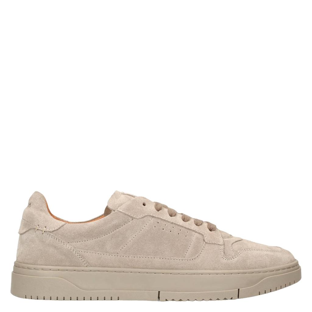 Lichtgrijze heren Manfield suède sneakers met veters