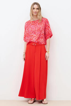 wide leg high waist palazzo broek rood