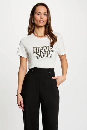 T-shirt ecru met pailletten