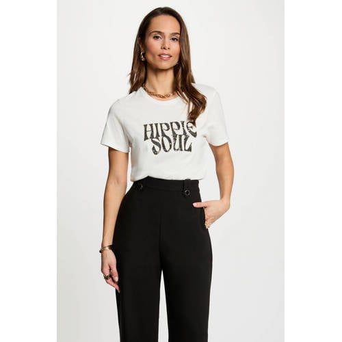 Morgan T-shirt ecru met pailletten afbeelding