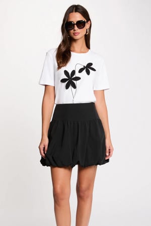 gebloemde T-shirt wit