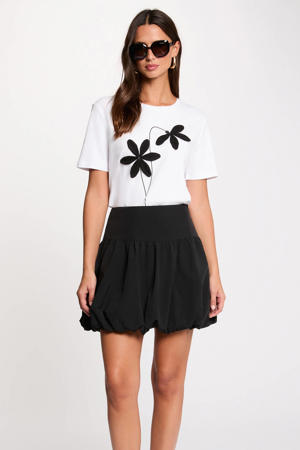 gebloemde T-shirt wit