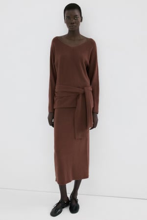 midi jurk bruin
