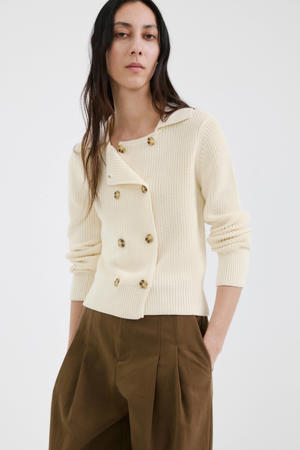sweatvest ecru grof gebreid