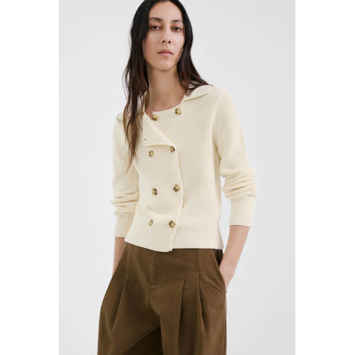 Mango sweatvest ecru grof gebreid afbeelding