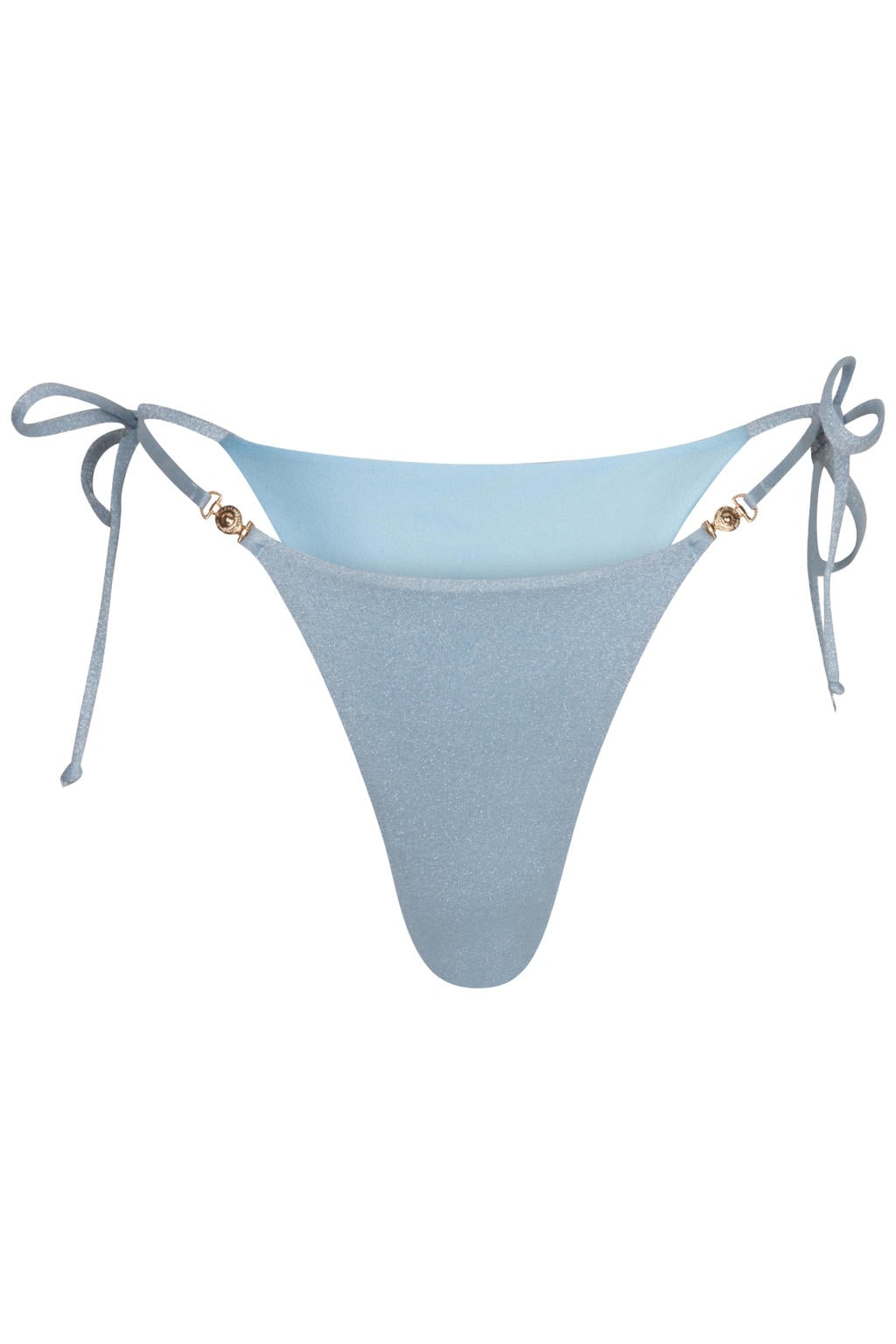 The Lola Club high leg strik bikinibroekje Josey met lurex lichtblauw
