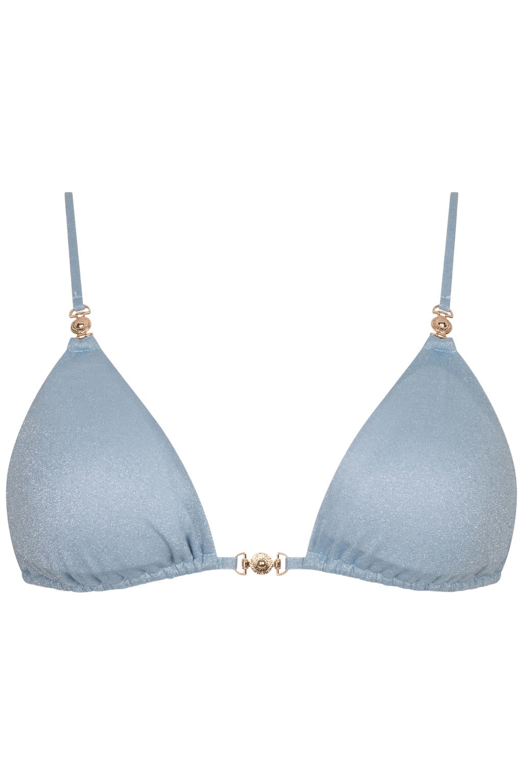 The Lola Club voorgevormde triangel bikinitop Josey met lurex lichtblauw