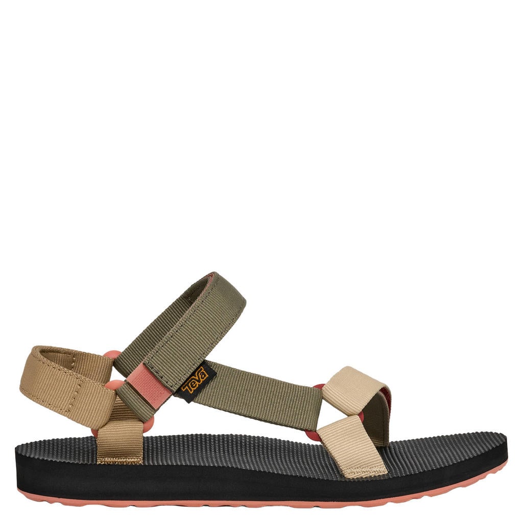 Olijfgroen en beige dames Teva Original Universal sandalen van polyester met klittenband