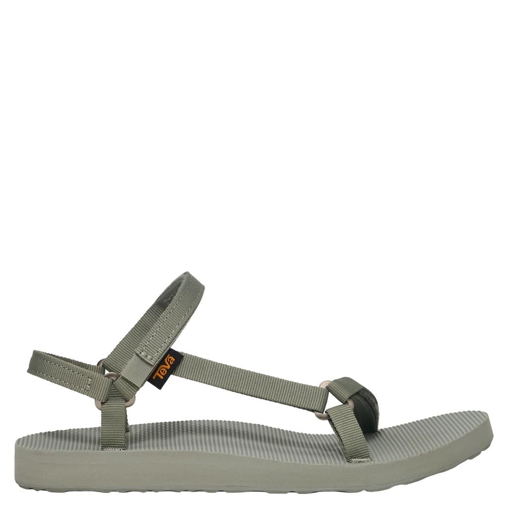 Grijze dames Teva Original Universal Slim sandalen groen van polyester met klittenband
