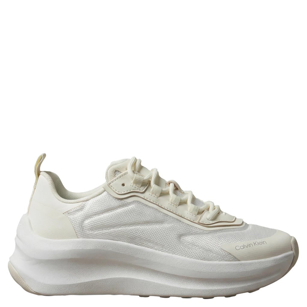 Witte dames Calvin Klein chunky sneakers - van textiel en imitatieleer met veters