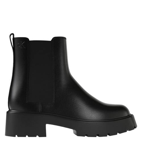 Calvin Klein chunky leren chelsea boots met profielzool zwart