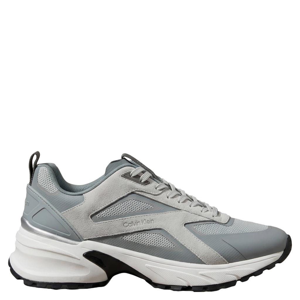 Grijze heren Calvin Klein sneakers van textiel en imitatieleer met veters