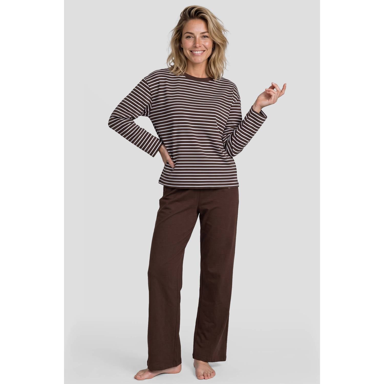 Dreamcovers pyjama set bruin lichtblauw