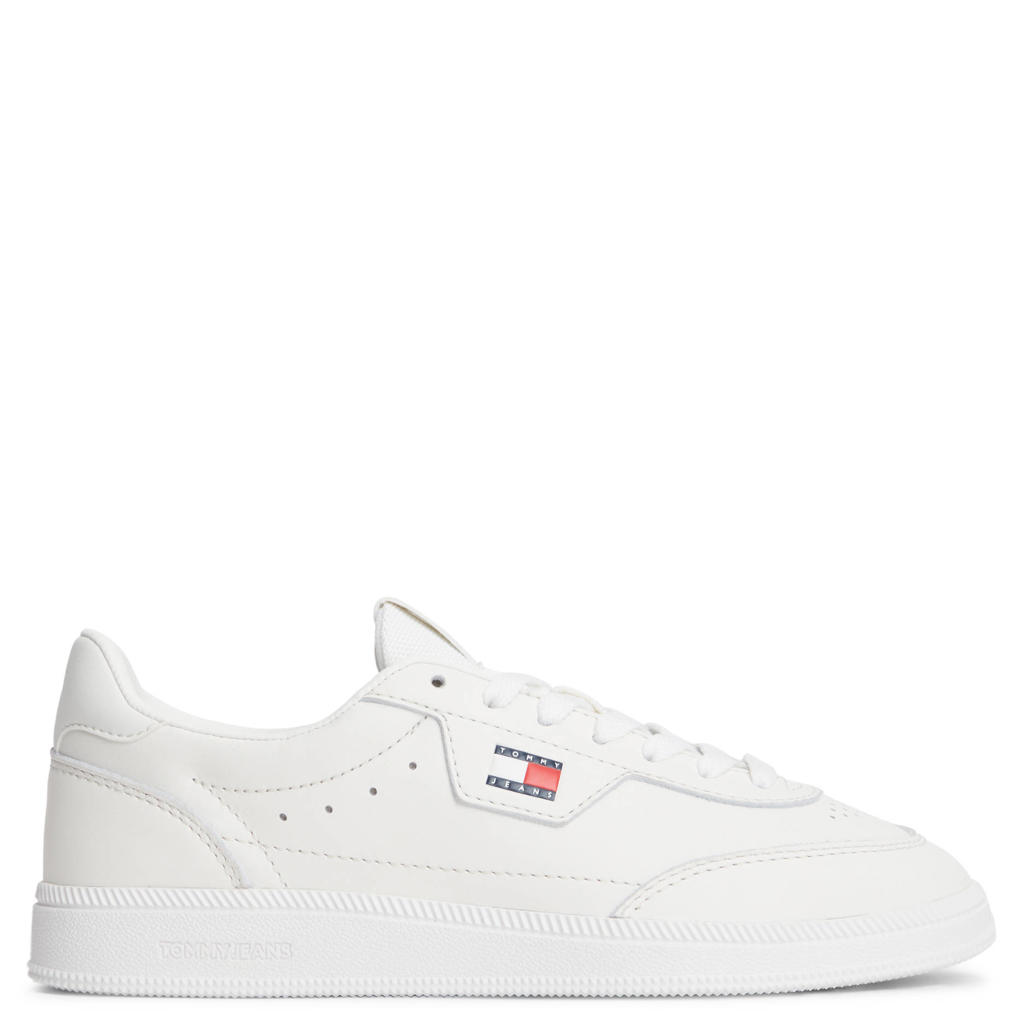 Tommy Jeans leren sneakers met logo - wit