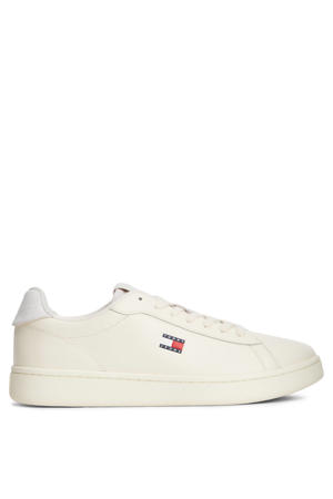 leren sneakers met logo ecru