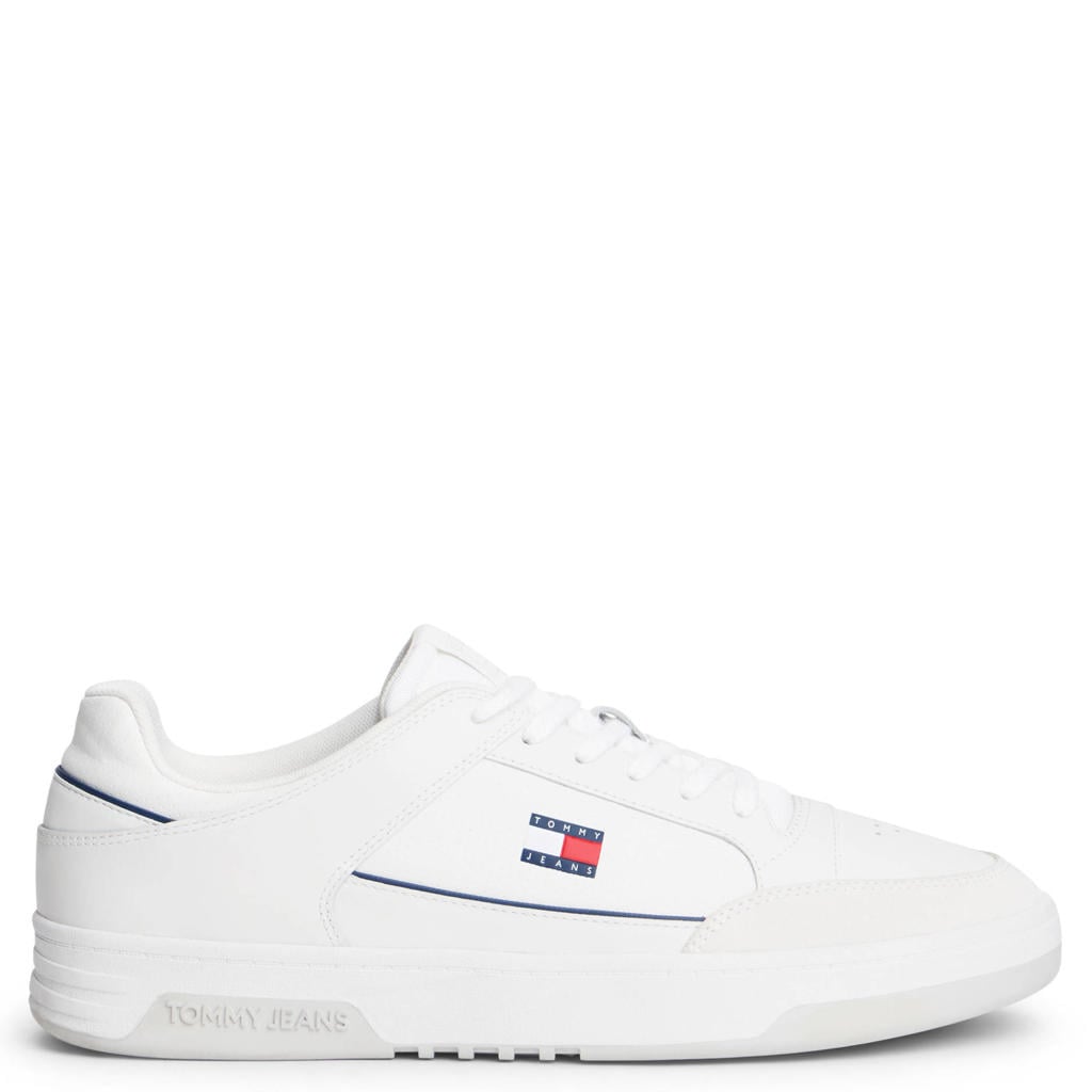 Tommy Jeans leren sneakers met logo - wit