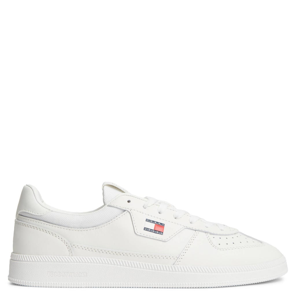 Lichtgrijze heren Tommy Jeans van leer met veters