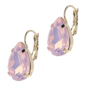 gold plated oorbellen met Swarovski kristallen Lacrima