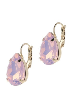 gold plated oorbellen met Swarovski kristallen Lacrima