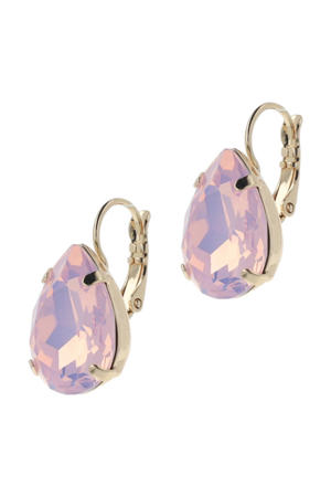 gold plated oorbellen met Swarovski kristallen Lacrima