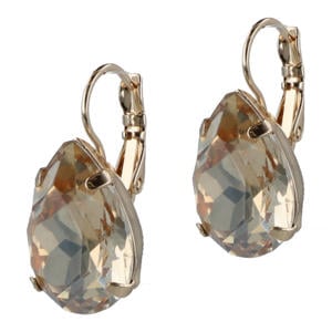 gold plated oorbellen met Swarovski kristallen Lacrima
