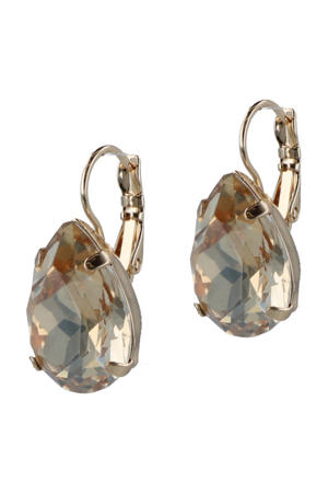 gold plated oorbellen met Swarovski kristallen Lacrima