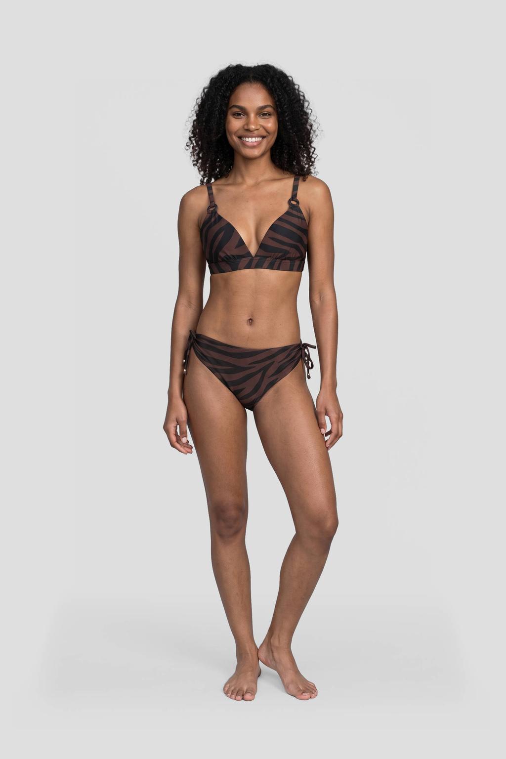 BEACHWAVE voorgevormde beugel bikinitop met zebraprint - donkerbruin/zwart