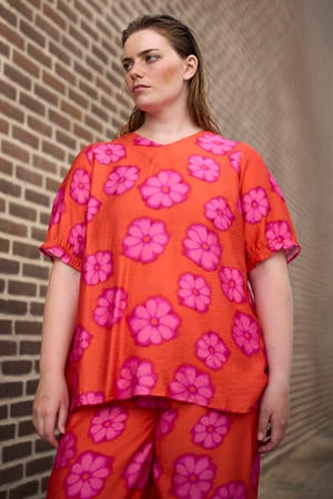 gebloemde top rood