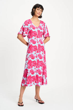 gebloemde blousejurk blauw