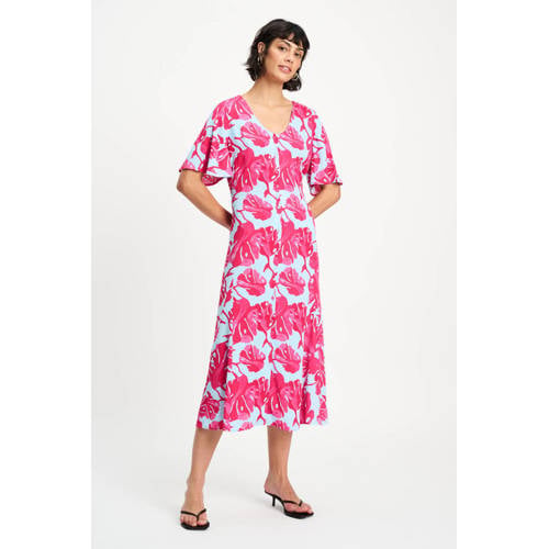 POM Amsterdam gebloemde blousejurk blauw afbeelding
